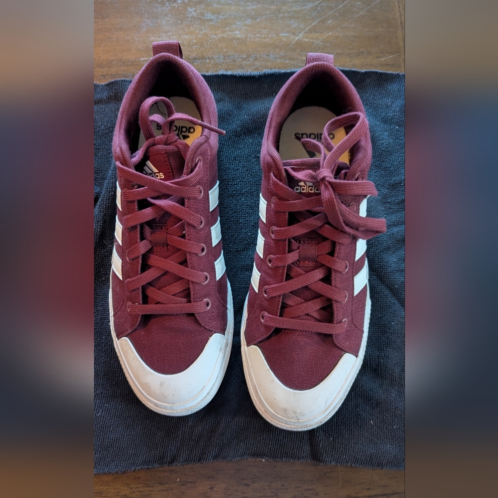 Adidas Maroon Sneakers with White Accents